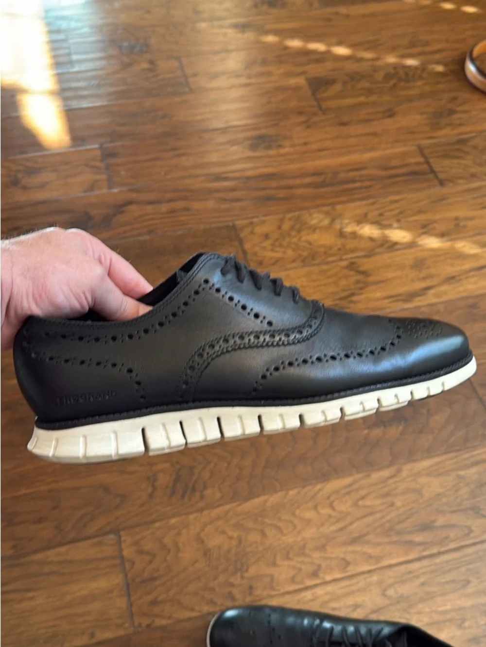 Cole Haan Black Leather Wingtip Oxford Shoes - Men